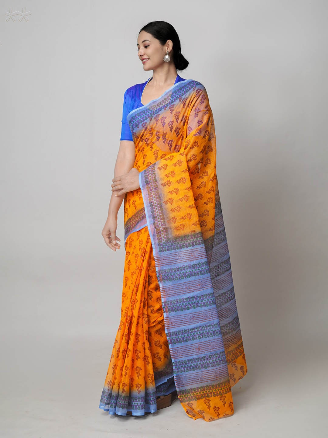 

Unnati Silks Ethnic Motifs Printed Pure Cotton Kota Saree, Orange