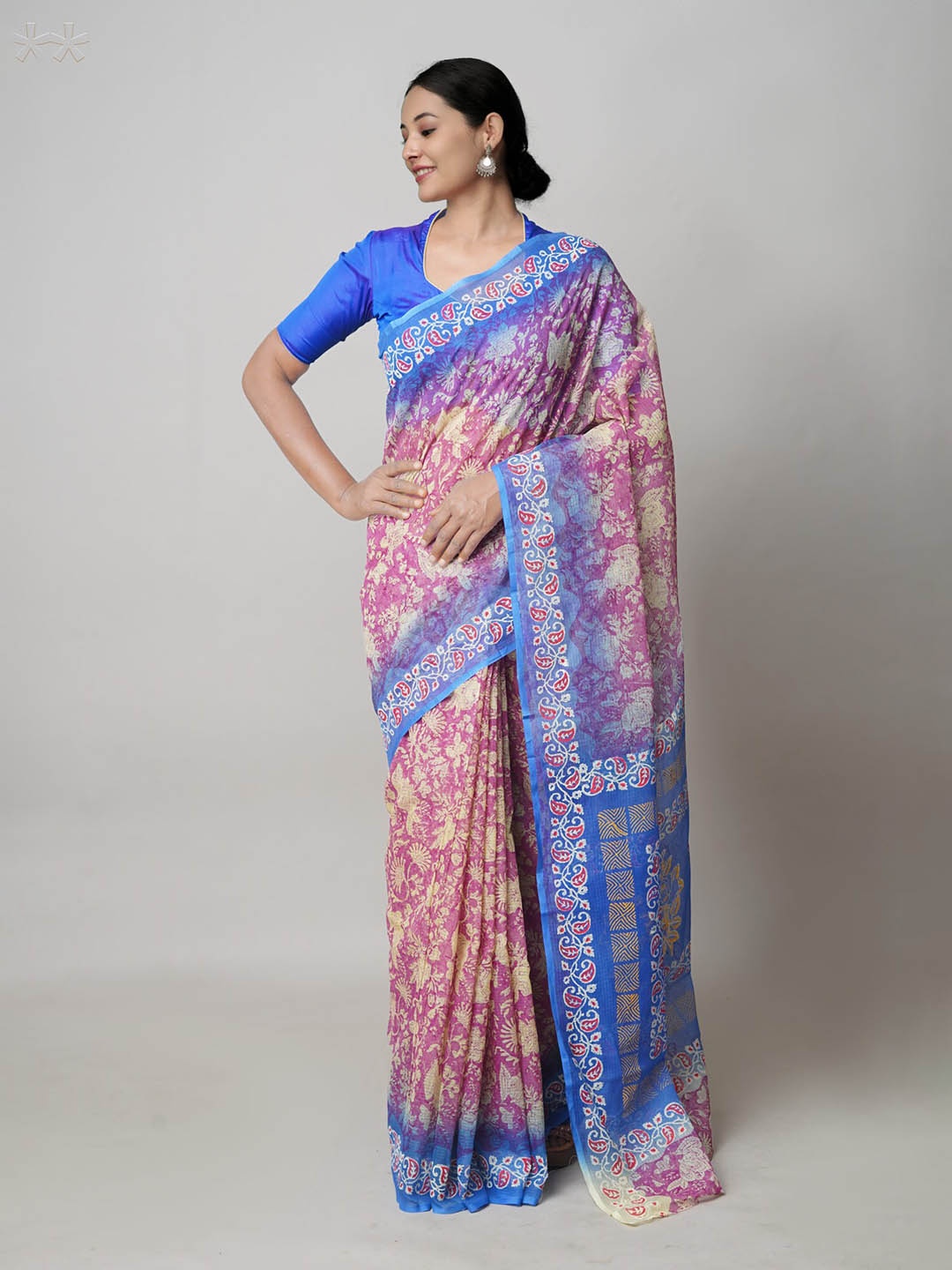 

Unnati Silks Floral Printed Pure Cotton Kota Saree, Pink