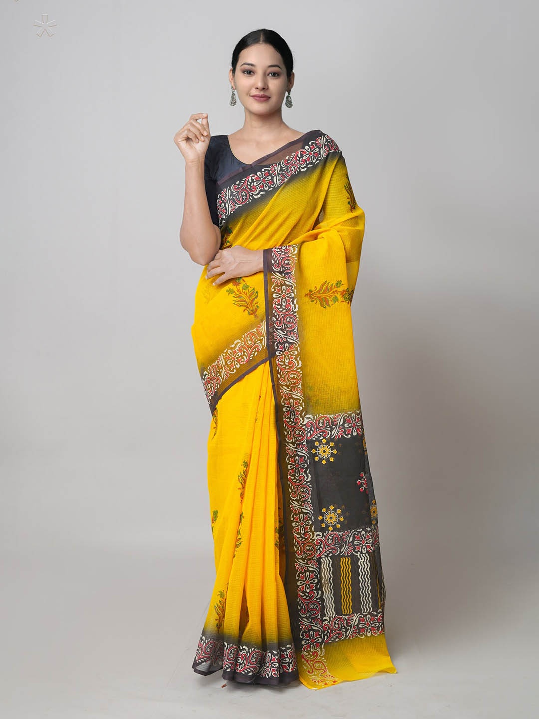 

Unnati Silks Ethnic Motifs Printed Pure Cotton Kota Saree, Yellow