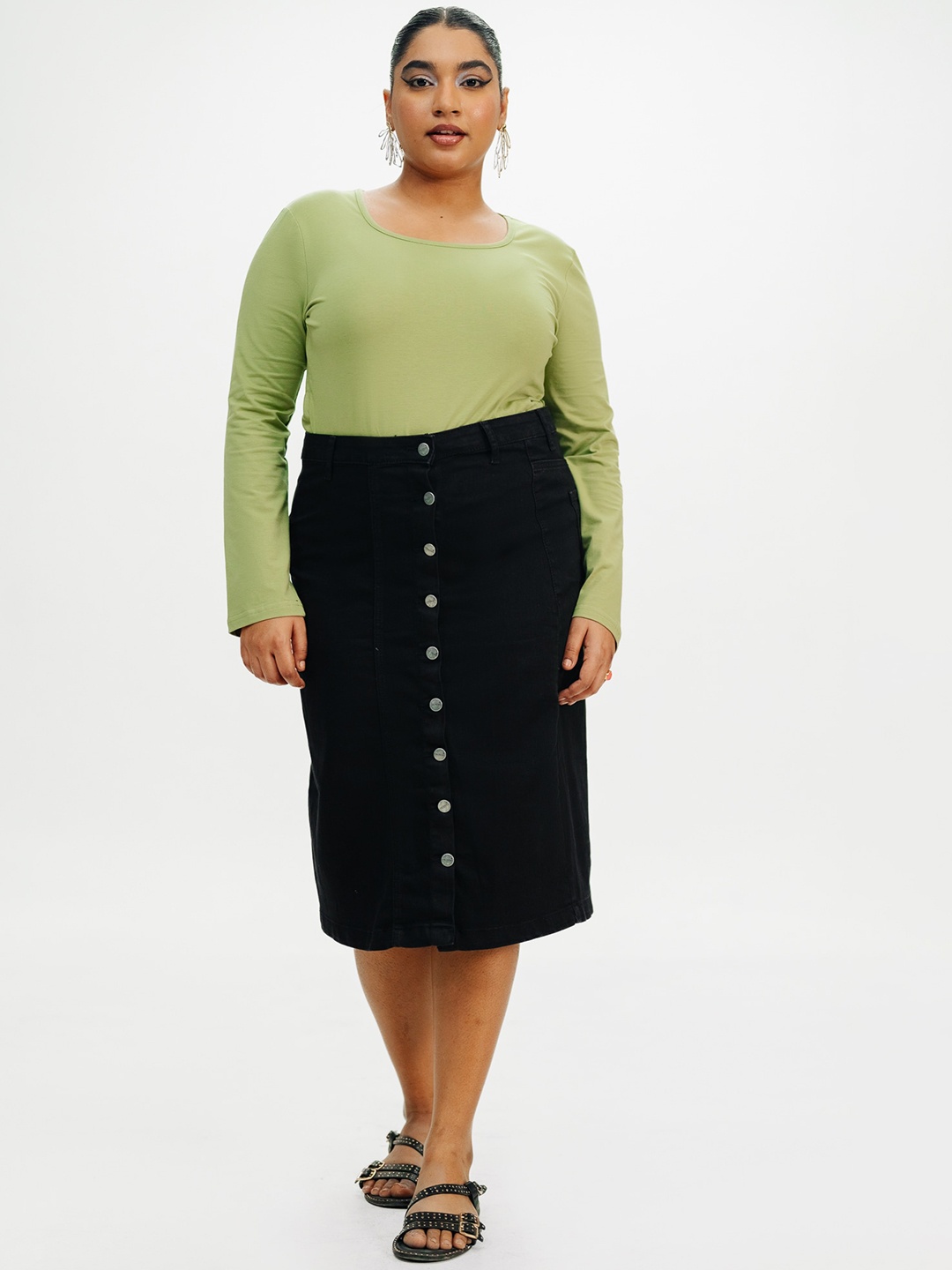 

FREAKINS High-Rise Pencil Skirt, Black
