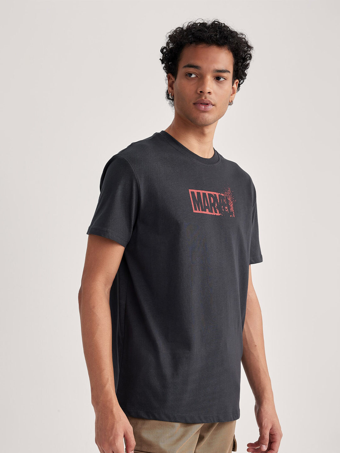 

DeFacto Typography Printed T-shirt, Charcoal