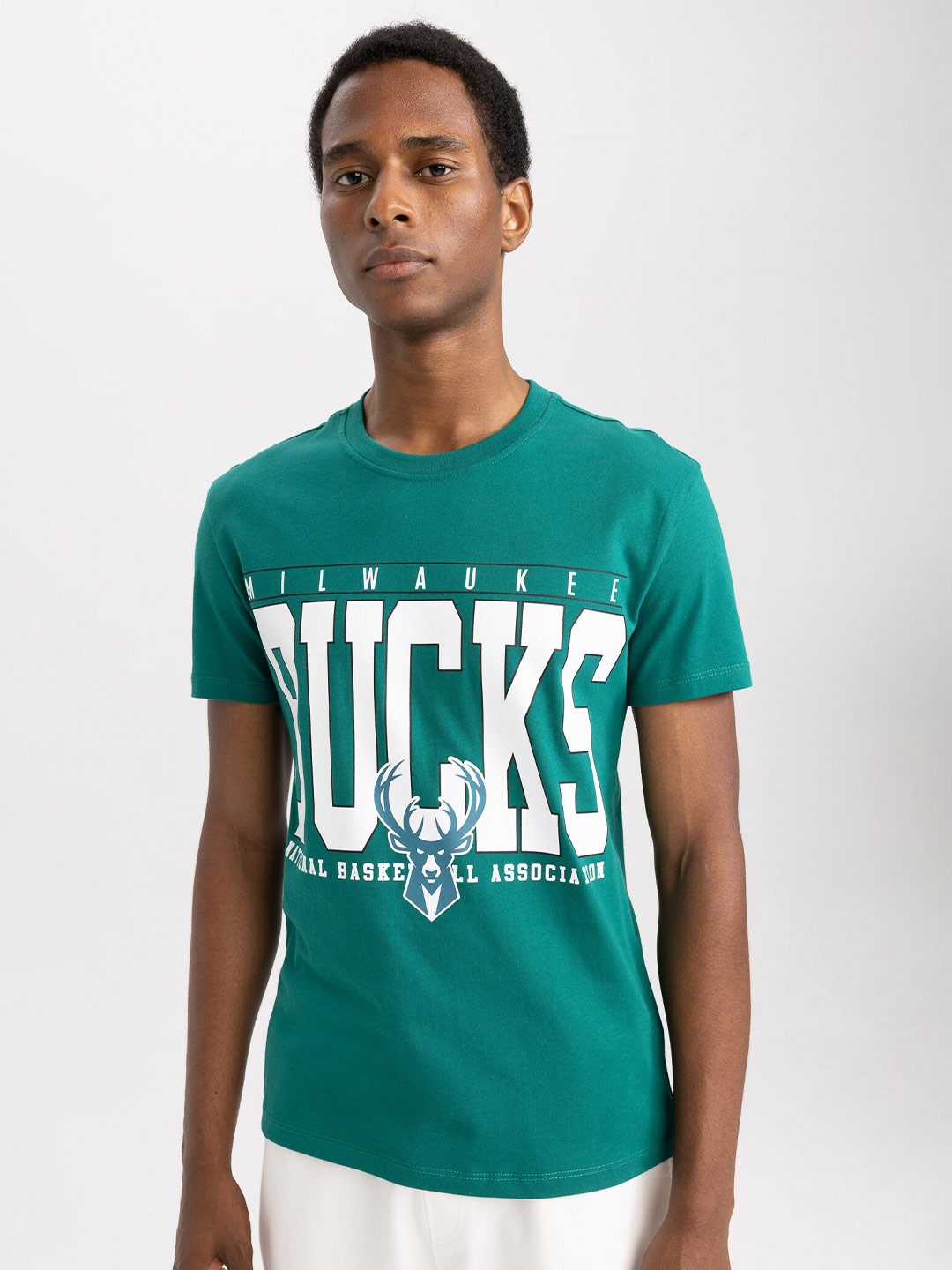 

DeFacto Printed Round Neck T-shirt, Green