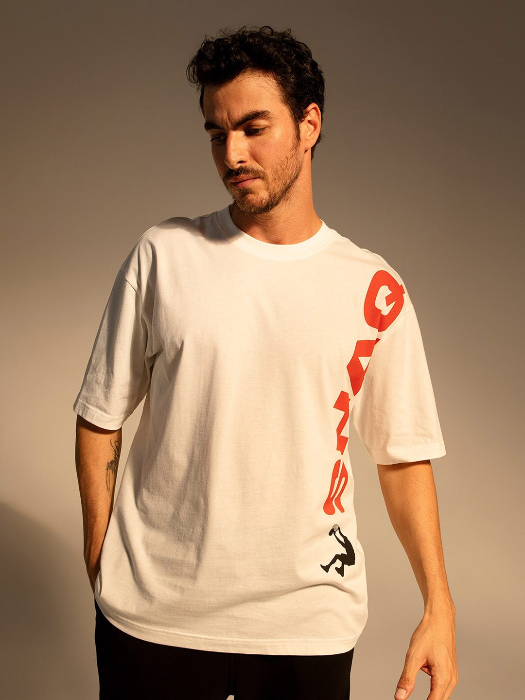 

DeFacto Typography Printed T-shirt, Beige
