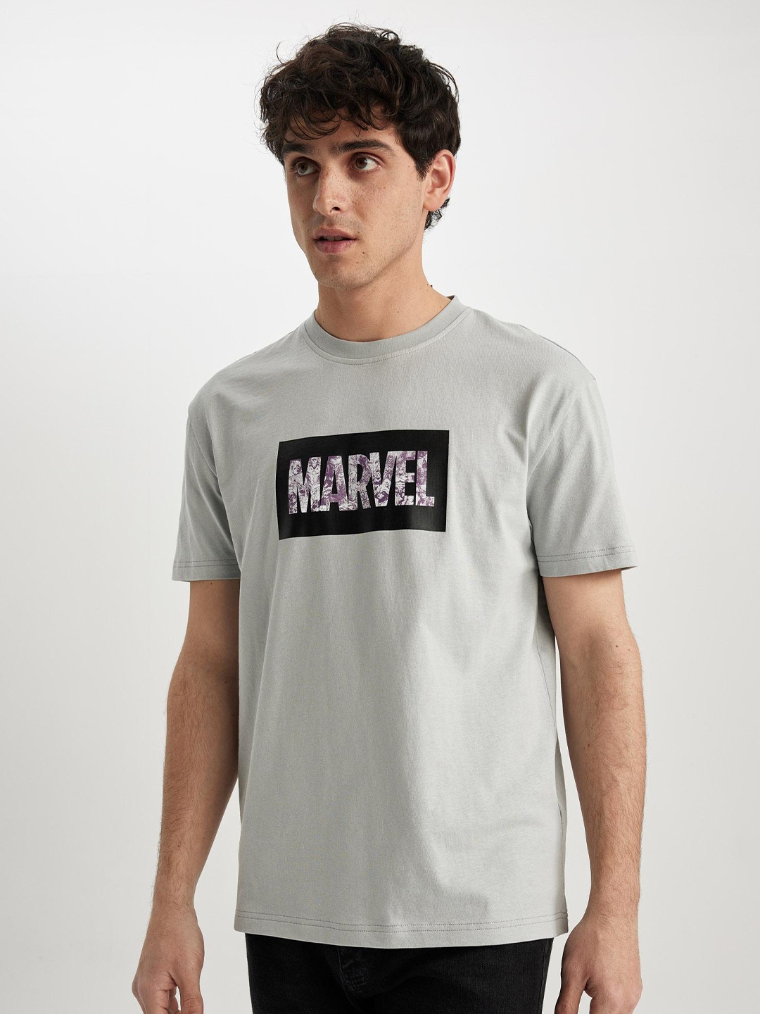 

DeFacto Round Neck Printed T-shirt, Grey