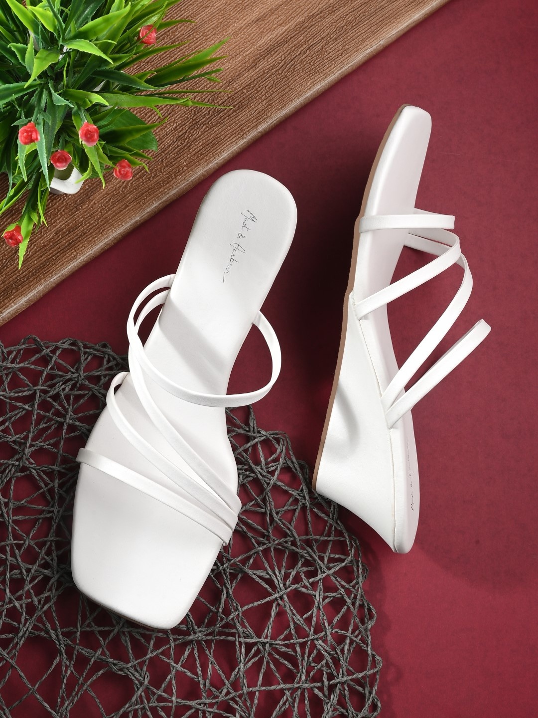 

Mast & Harbour White Strappy Open Toe Wedge Heels