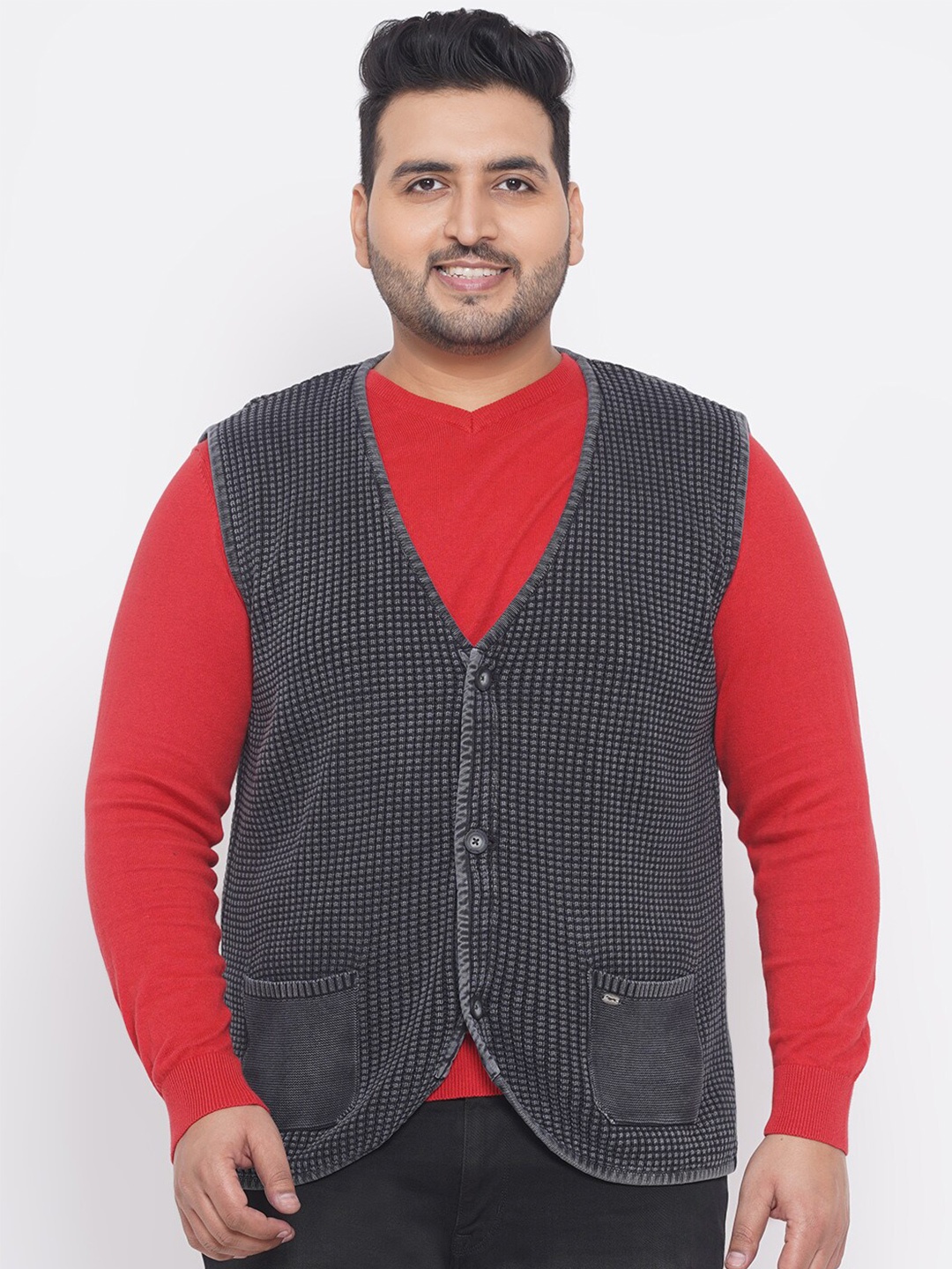 

Santonio V-Neck Sleeveless Woollen Cardigan, Grey