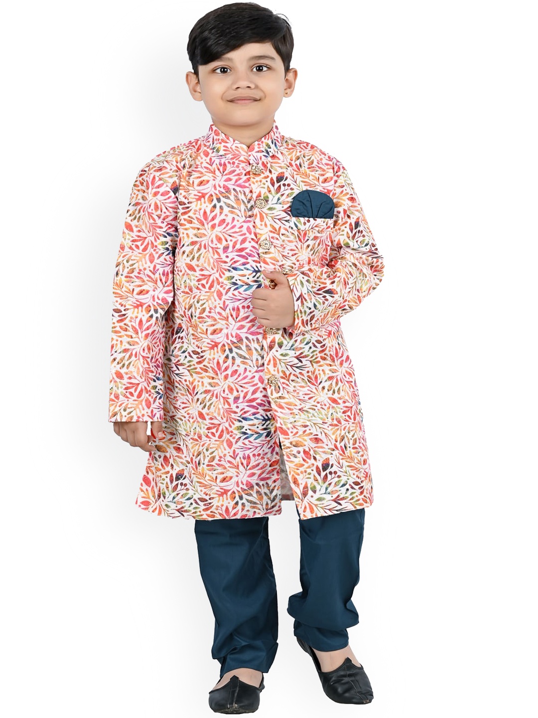 

BAESD Boys Floral Printed Kurta With Pyjamas, Red