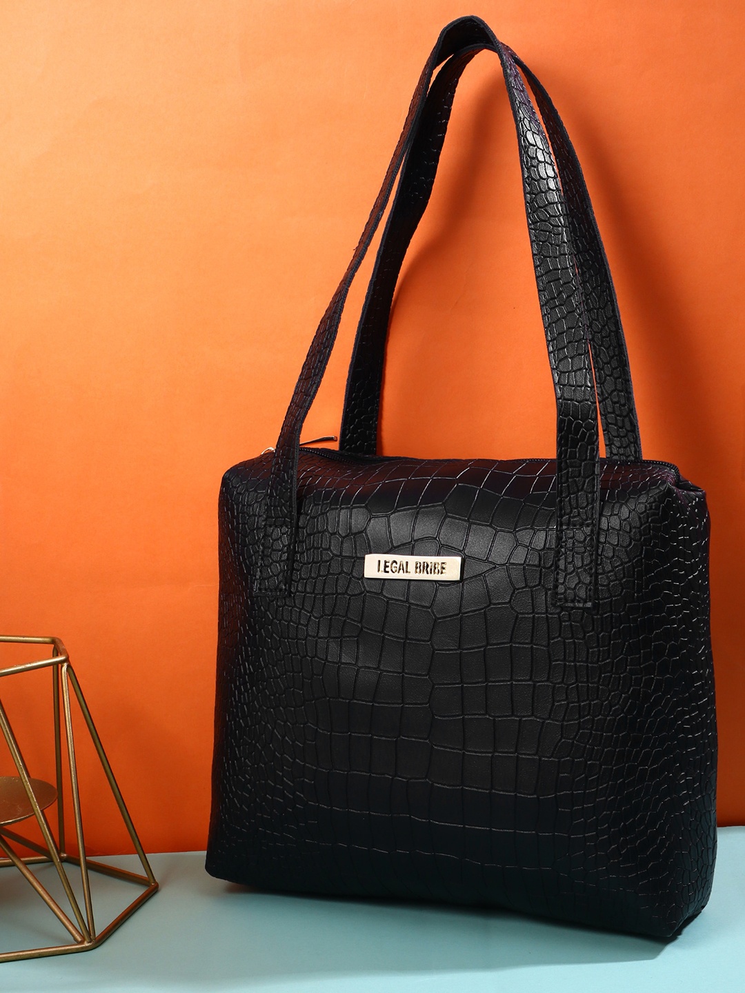 LEGAL BRIBE PU Oversized Shopper Handheld Bag, Black