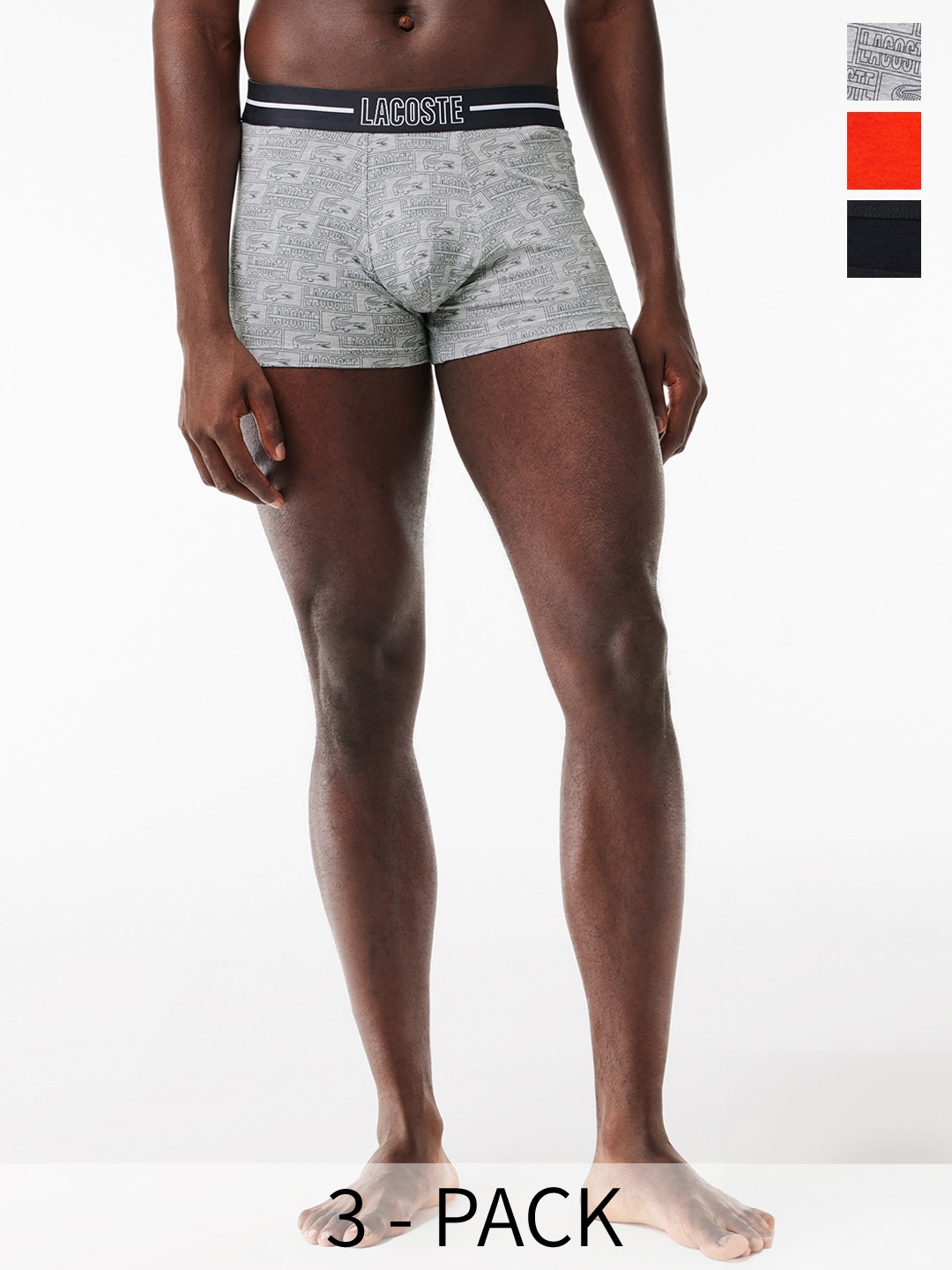 

Lacoste Pack of 3 Printed Trunks 5H0858IZP S, Grey