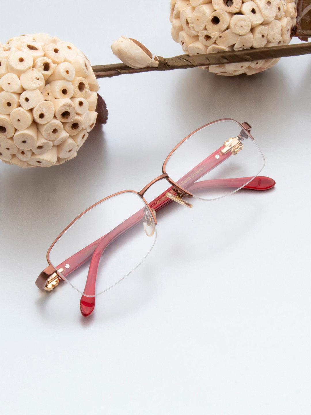 

Ted Smith Women Colourblocked Half Rim Rectangle Frames, Brown