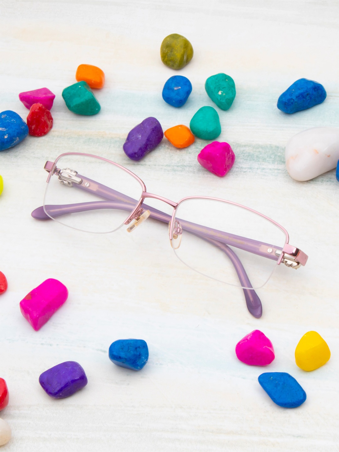 

Ted Smith Women Half Rim Rectangle Frames, Purple