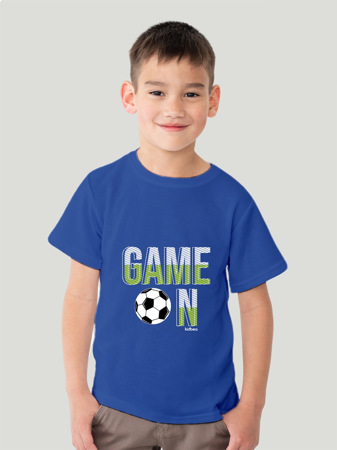 

Kidbea Boys Typography Printed Round Neck Short Sleeves Cotton T-shirt, Navy blue