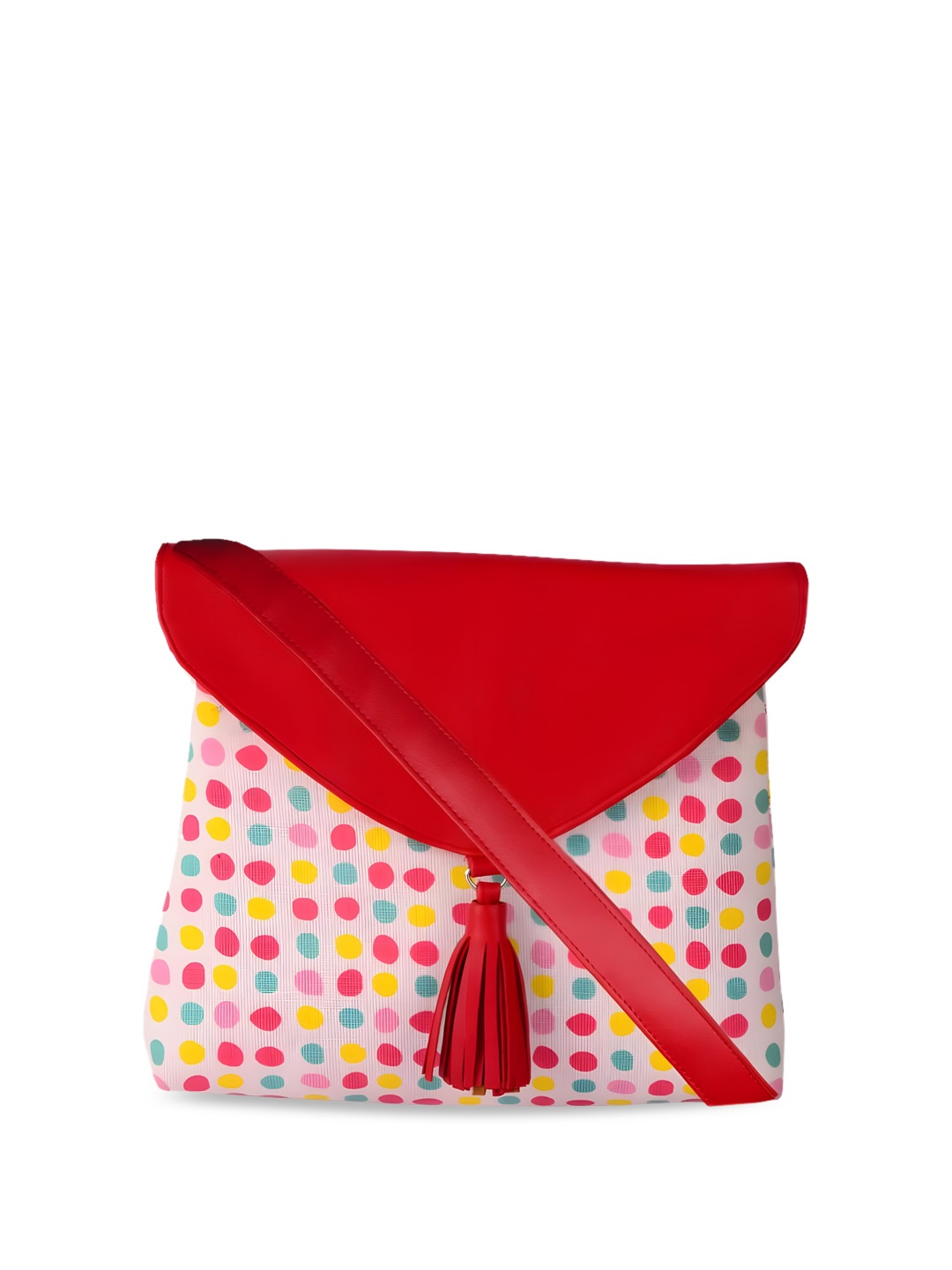 

REZZY Geometric Printed Structured Sling Bag, Red