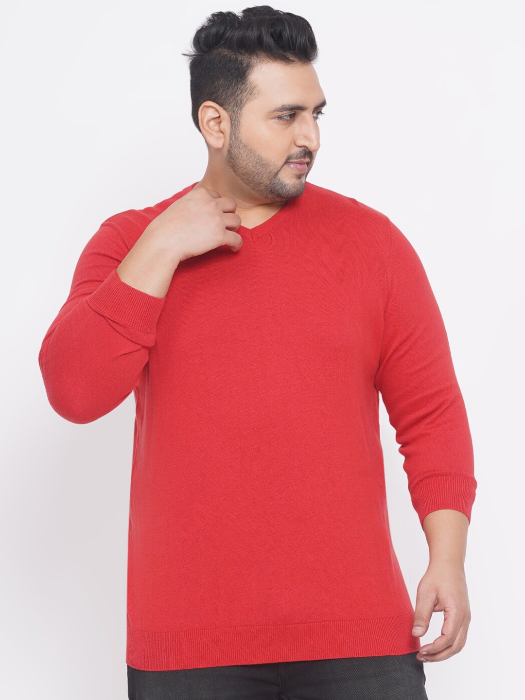 

Santonio V-Neck Long Sleeves Pullover, Red