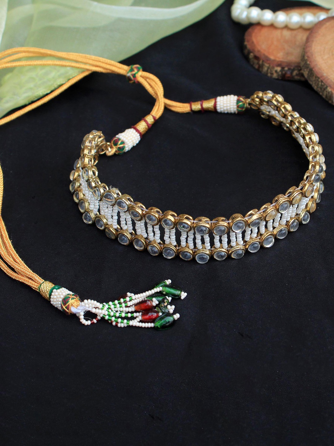 

BeAbhika Gold-Plated Artificial Stones & Beads Statement Choker