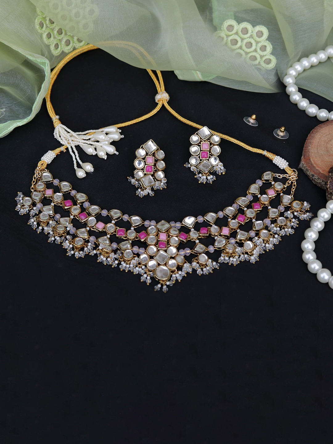 

BeAbhika Gold-Plated Jewellery Set, Pink
