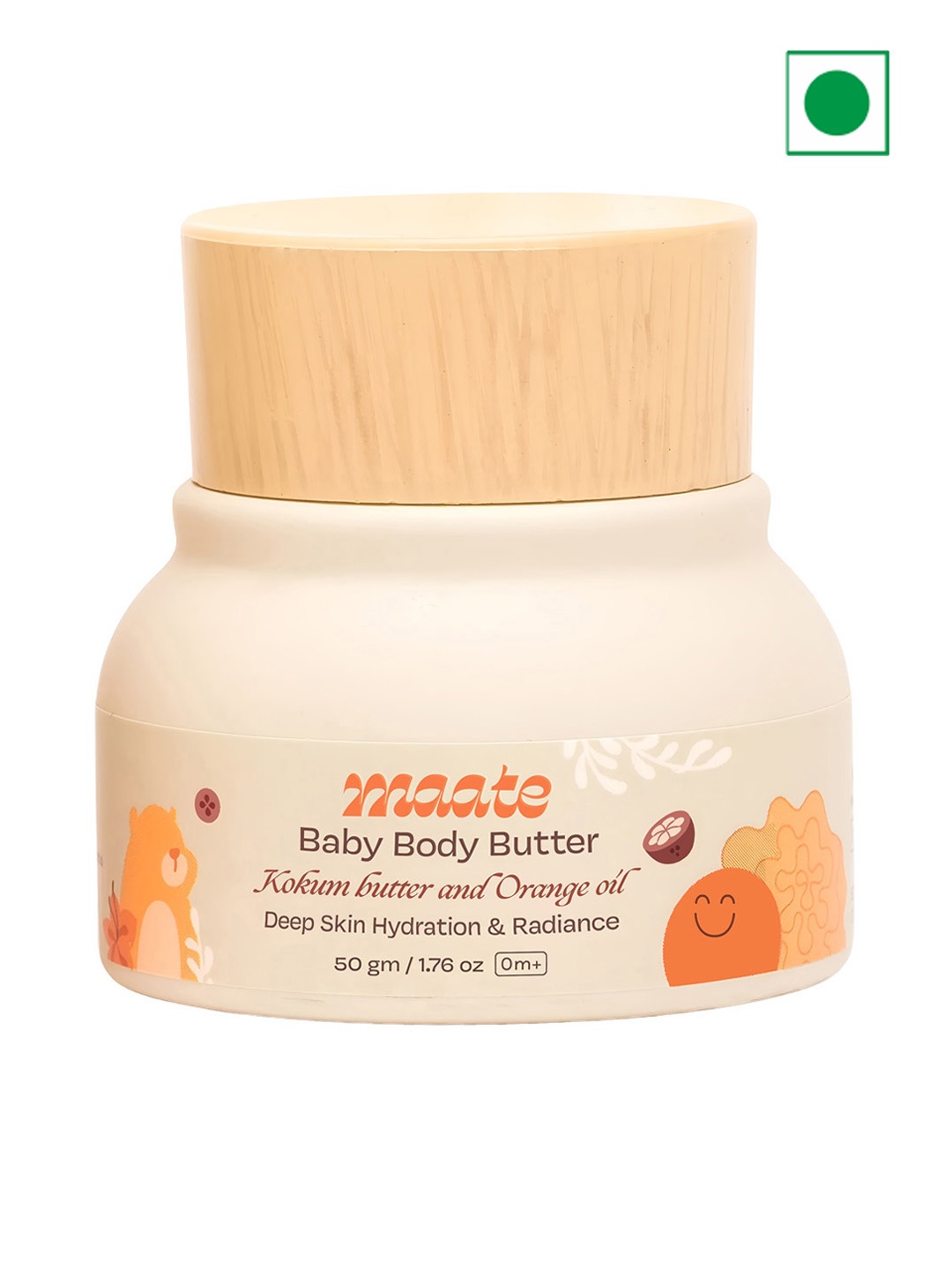 

MAATE Kokum Butter and Saffron Oil Baby Body Butter For Skin Hydration & Radiance - 50g, Beige