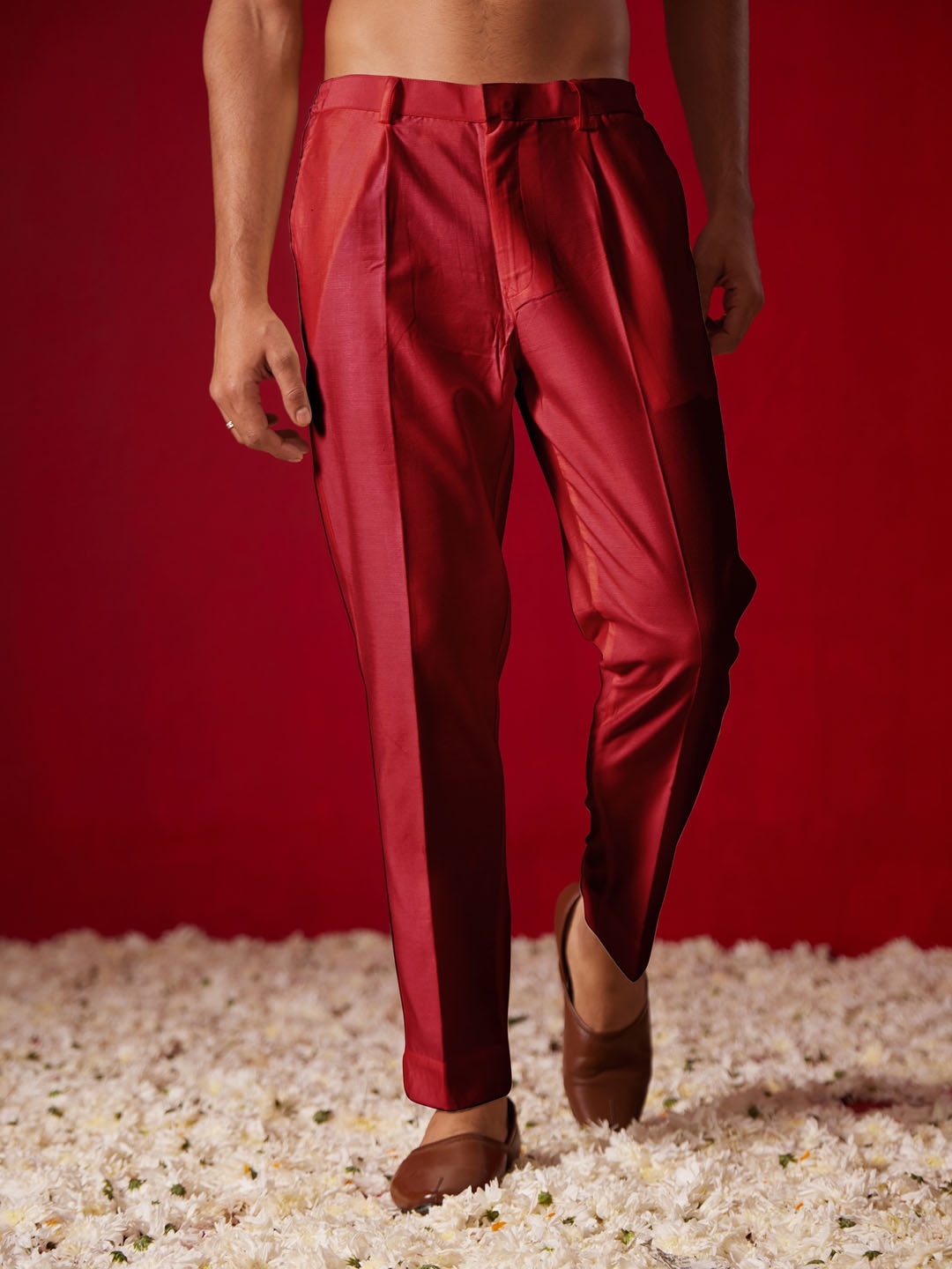 

VASTRAMAY Men Mid-Rise Pyjamas, Maroon