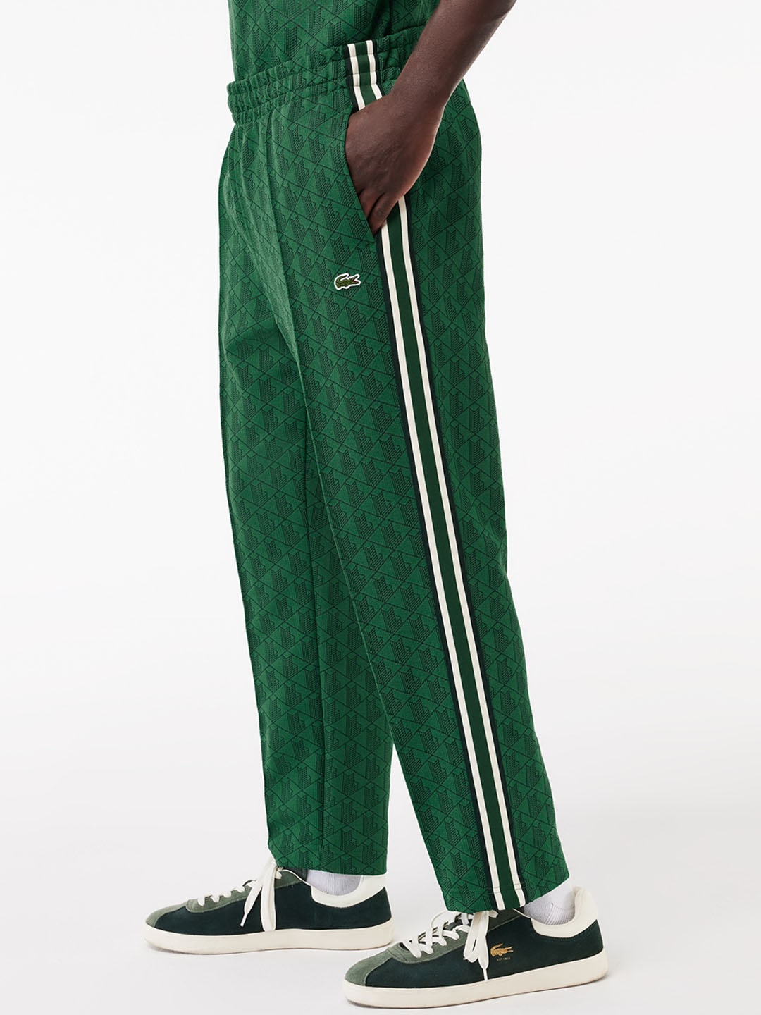 

Lacoste Men Geometric Printed Track Pants, Green