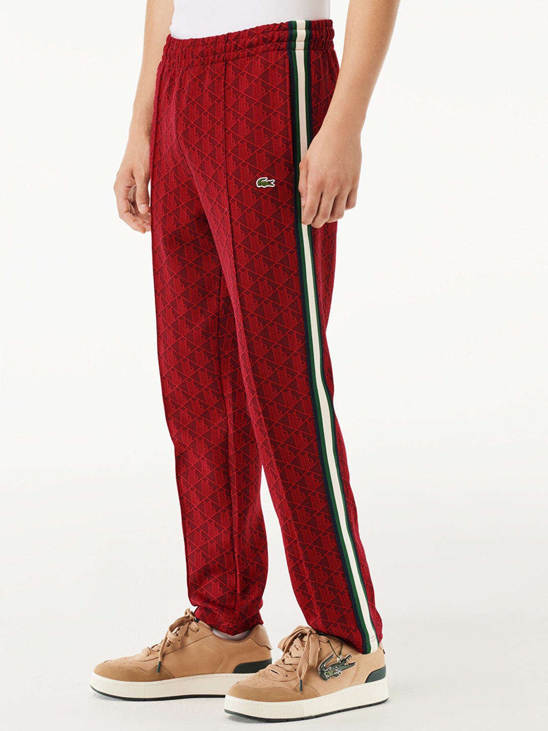 

Lacoste Men Geometric Printed Track Pants, Maroon