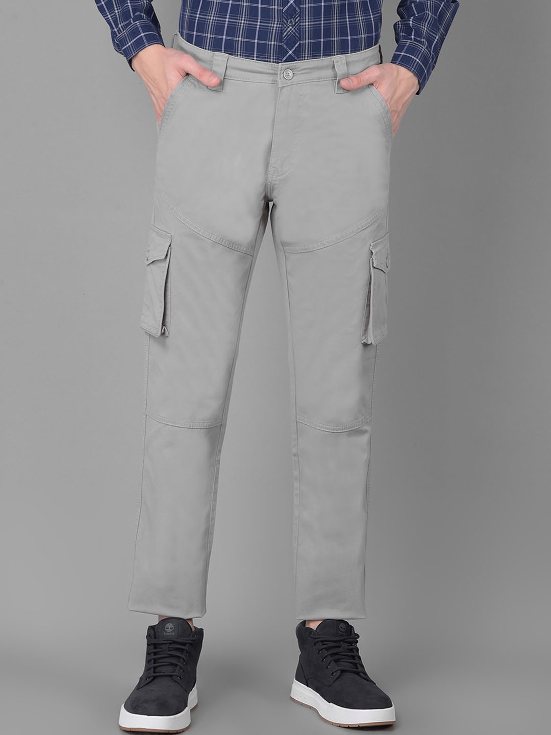 

American Archer Men Smart Slim Fit Wrinkle Free Cotton Cargos, Grey