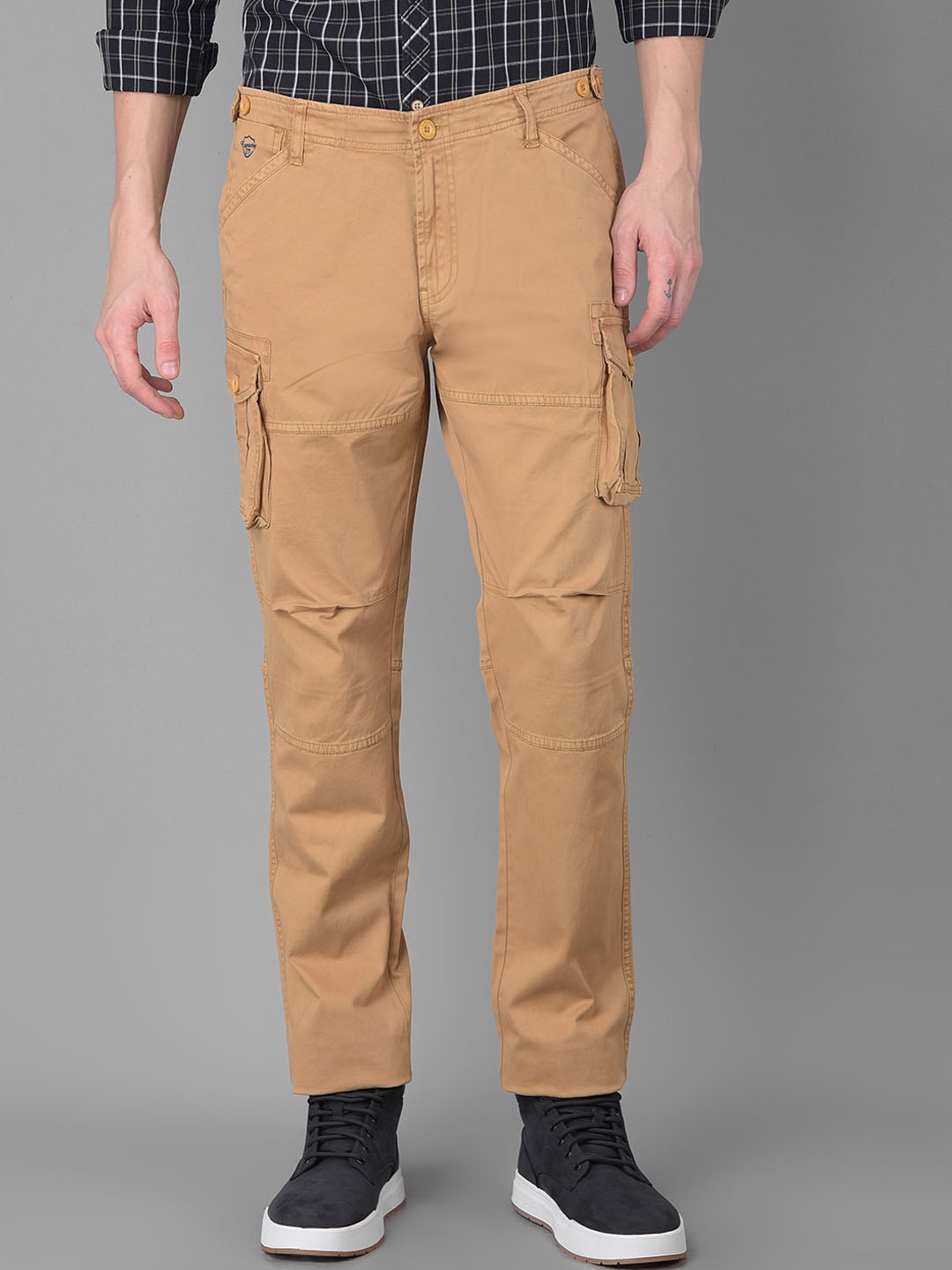 

Canary London Men Smart Slim Fit Wrinkle Free Cotton Cargos Trousers, Khaki