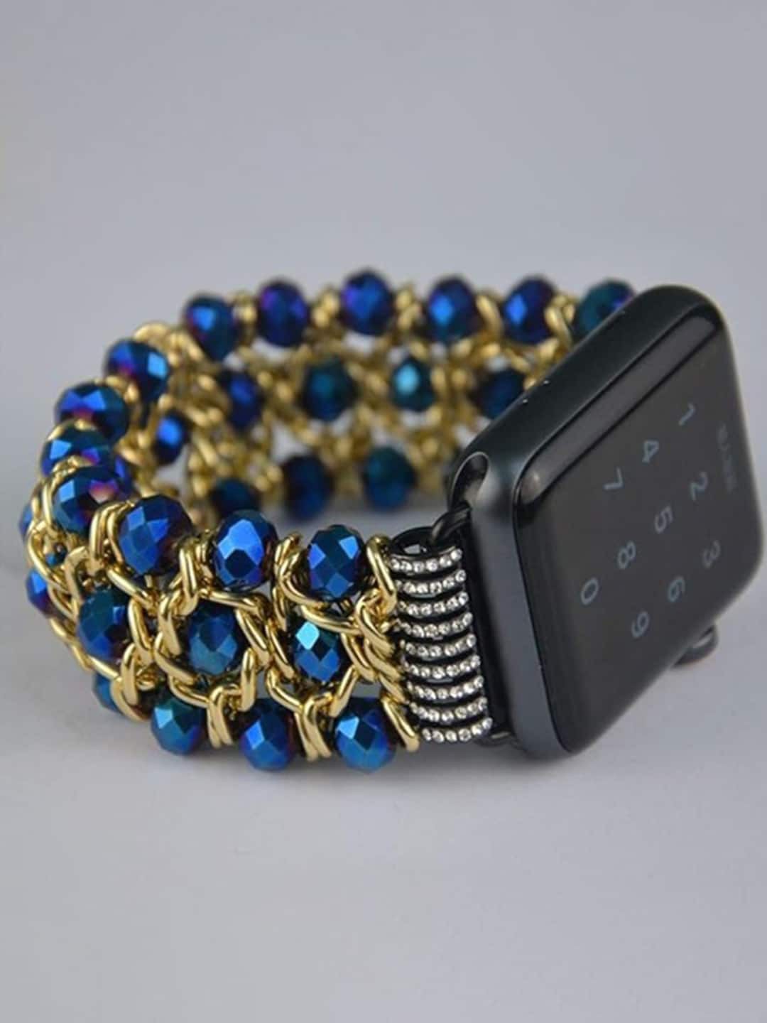 

PEEPERLY Stainless Steel Embellished Smart Watch Strap, Blue
