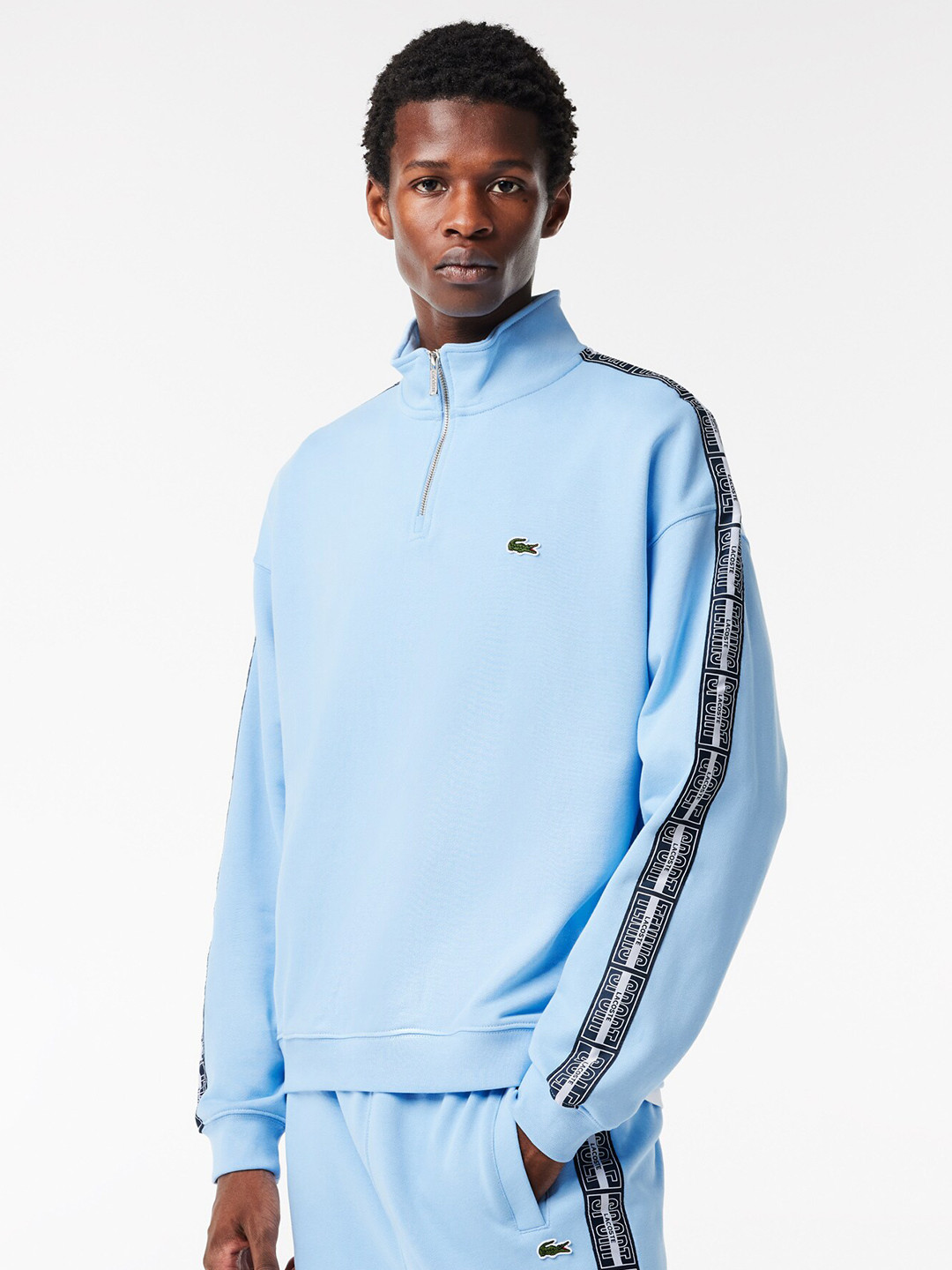 

Lacoste Typography Printed Pure Cotton Pullover, Blue