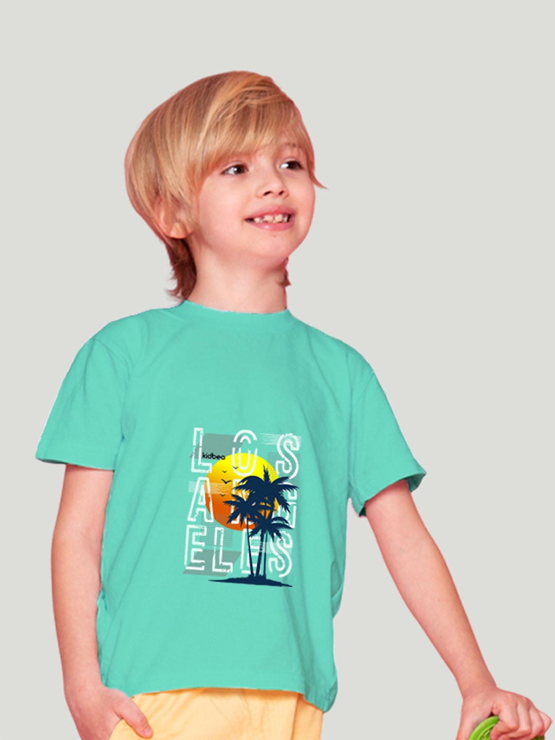

Kidbea Kids Typography Printed Cotton T-shirt, Green