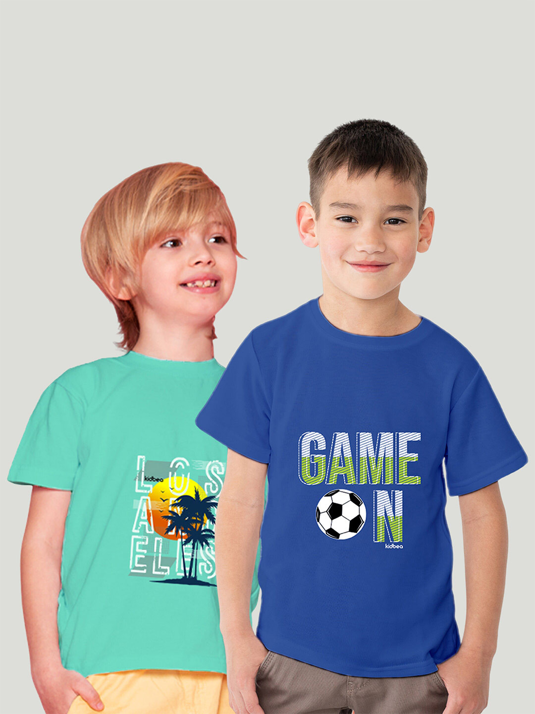 

Kidbea Kids Pack Of 2 Graphic Printed Cotton T-Shirt, Blue