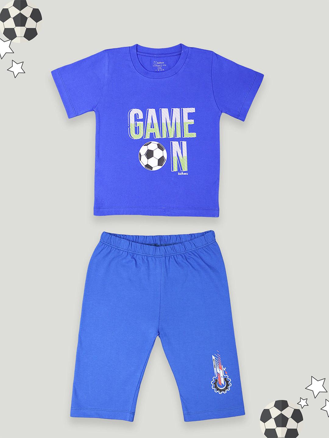 

Kidbea Kids Graphic Printed Cotton T-Shirt And Shorts, Blue