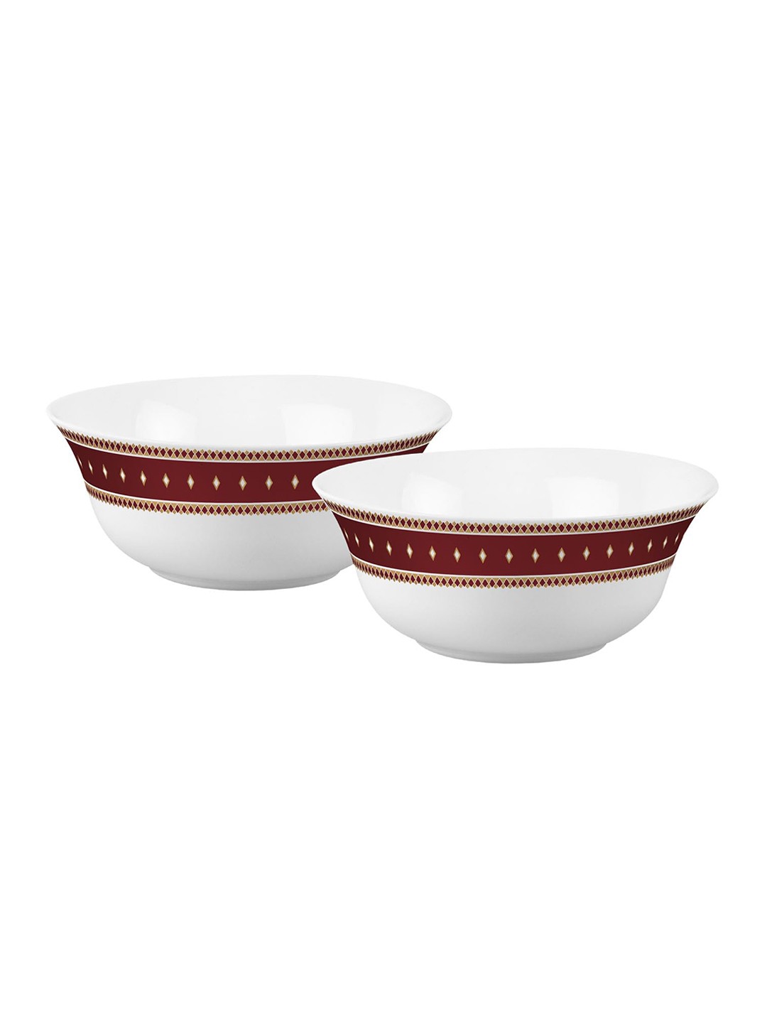 

Cello Platini 2 Pcs White & Red Opalware Serving Bowls - 875 ML Each