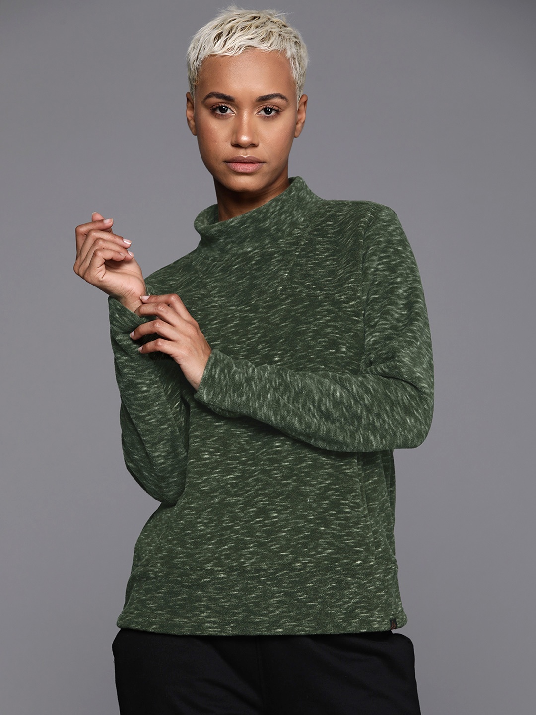 

HRX by Hrithik Roshan Printed High Neck Rapid-Dry Sweatshirt, Green