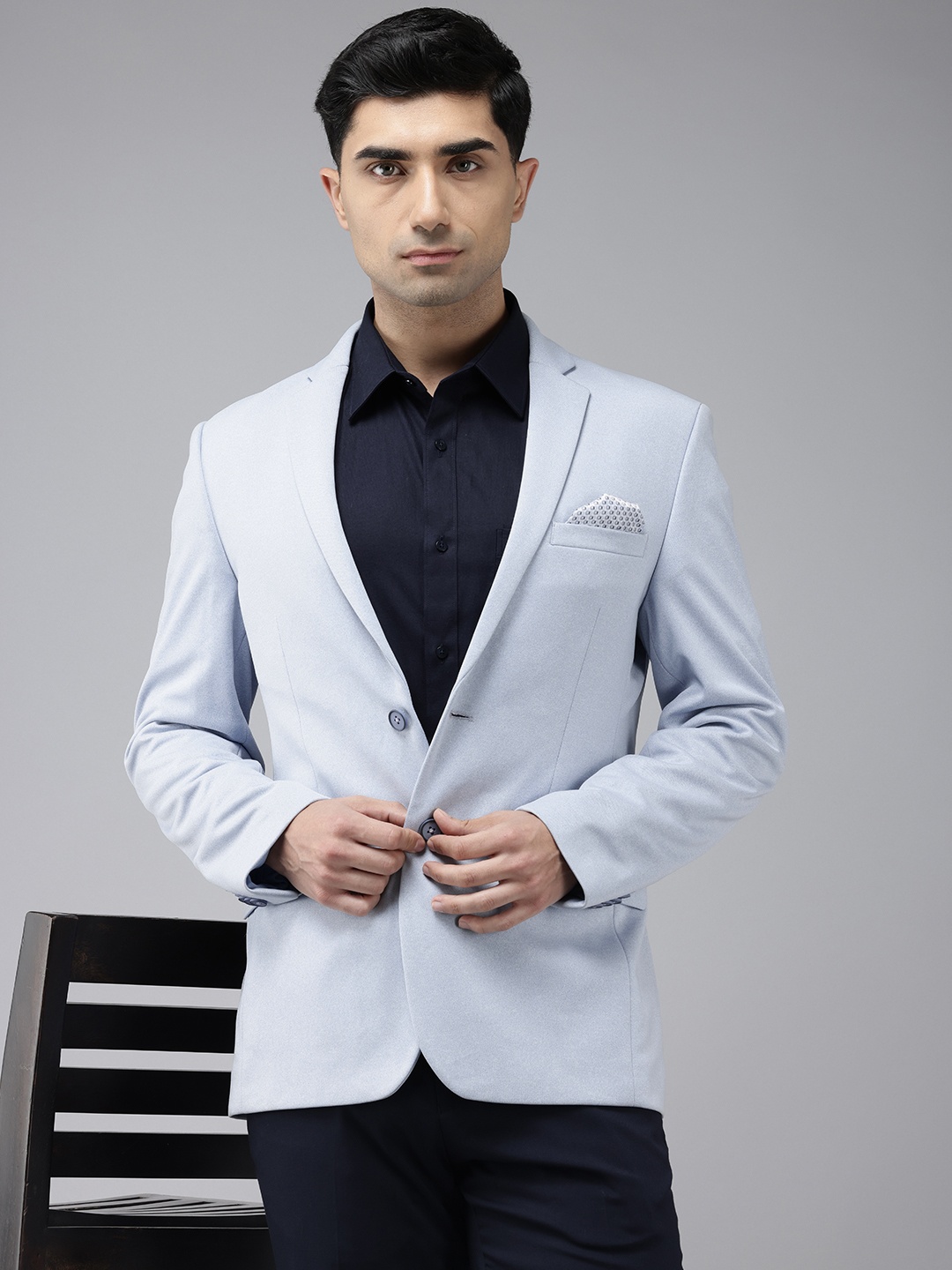 

Park Avenue Active Fit Notched Lapel Single-Breasted Formal Blazer, Blue