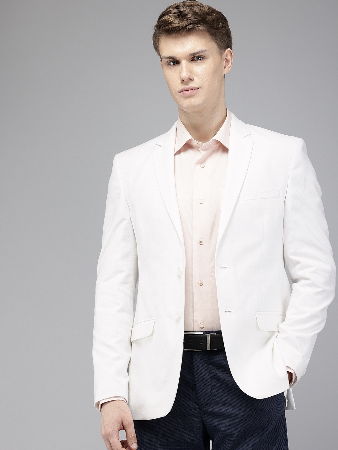 

Park Avenue Notched Lapel Single Breasted Super Slim Fit Formal Blazer, White