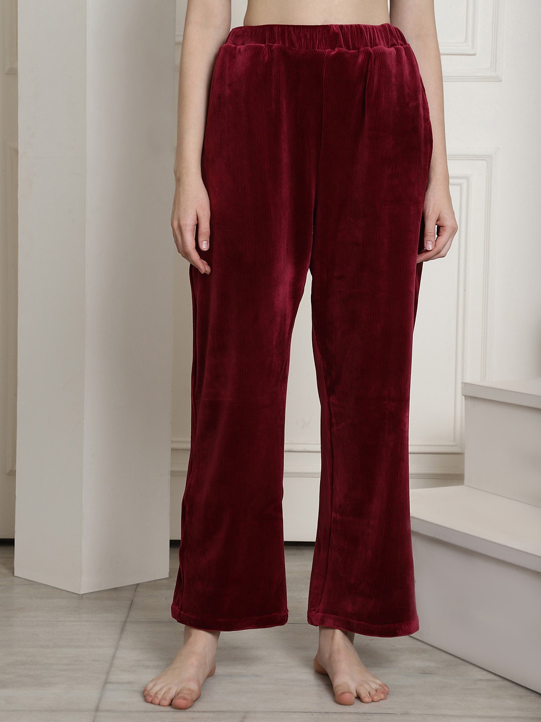 

Secret Wish Women Velvet Lounge Pants, Maroon