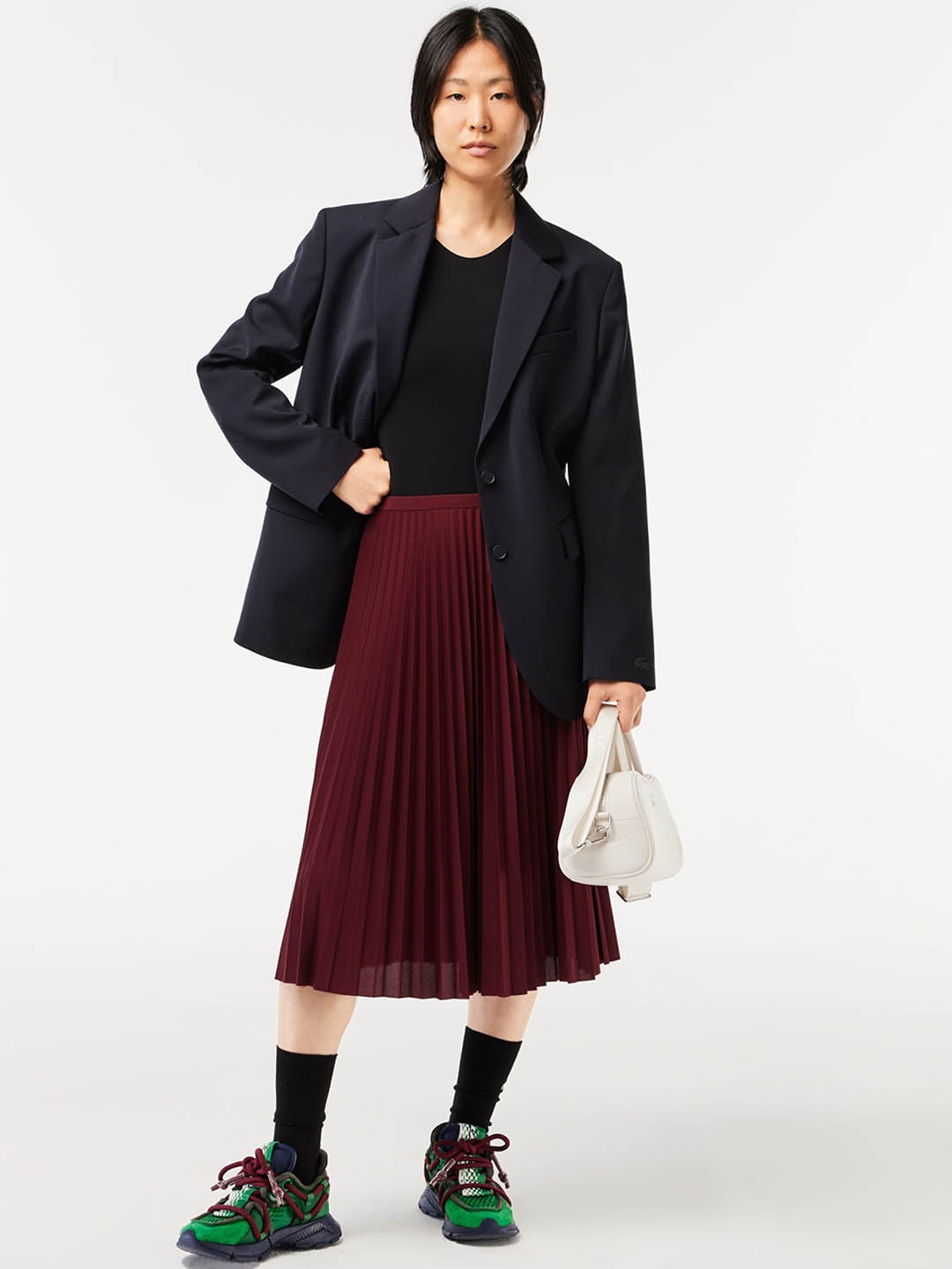 

Lacoste Accordion Pleats A-Line Midi Skirt, Maroon