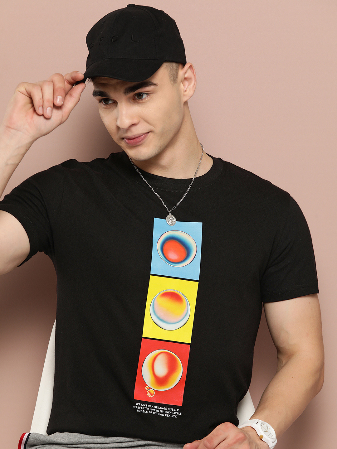 

Harvard Men Black & Yellow Printed Pure Cotton T-shirt
