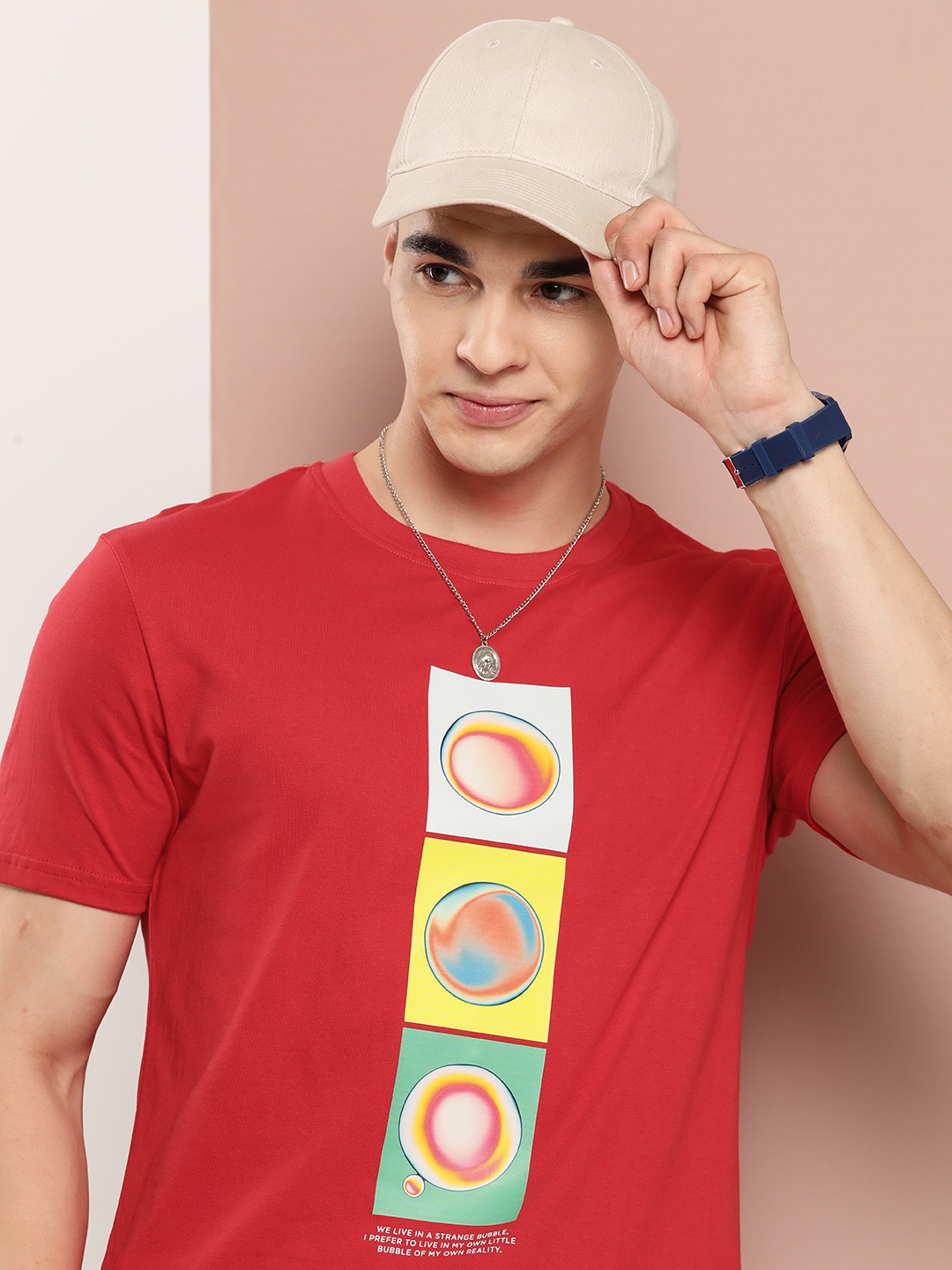 

Harvard Graphic Printed Pure Cotton T-shirt, Red