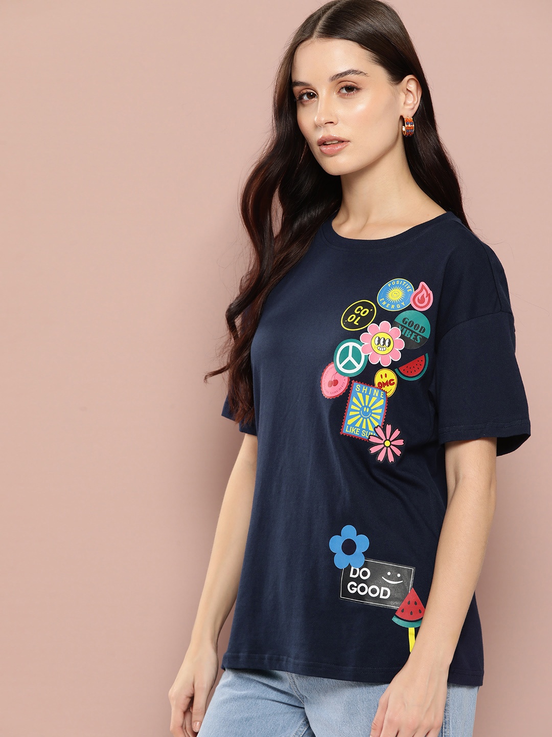 

Harvard Printed Pure Cotton T-shirt, Navy blue