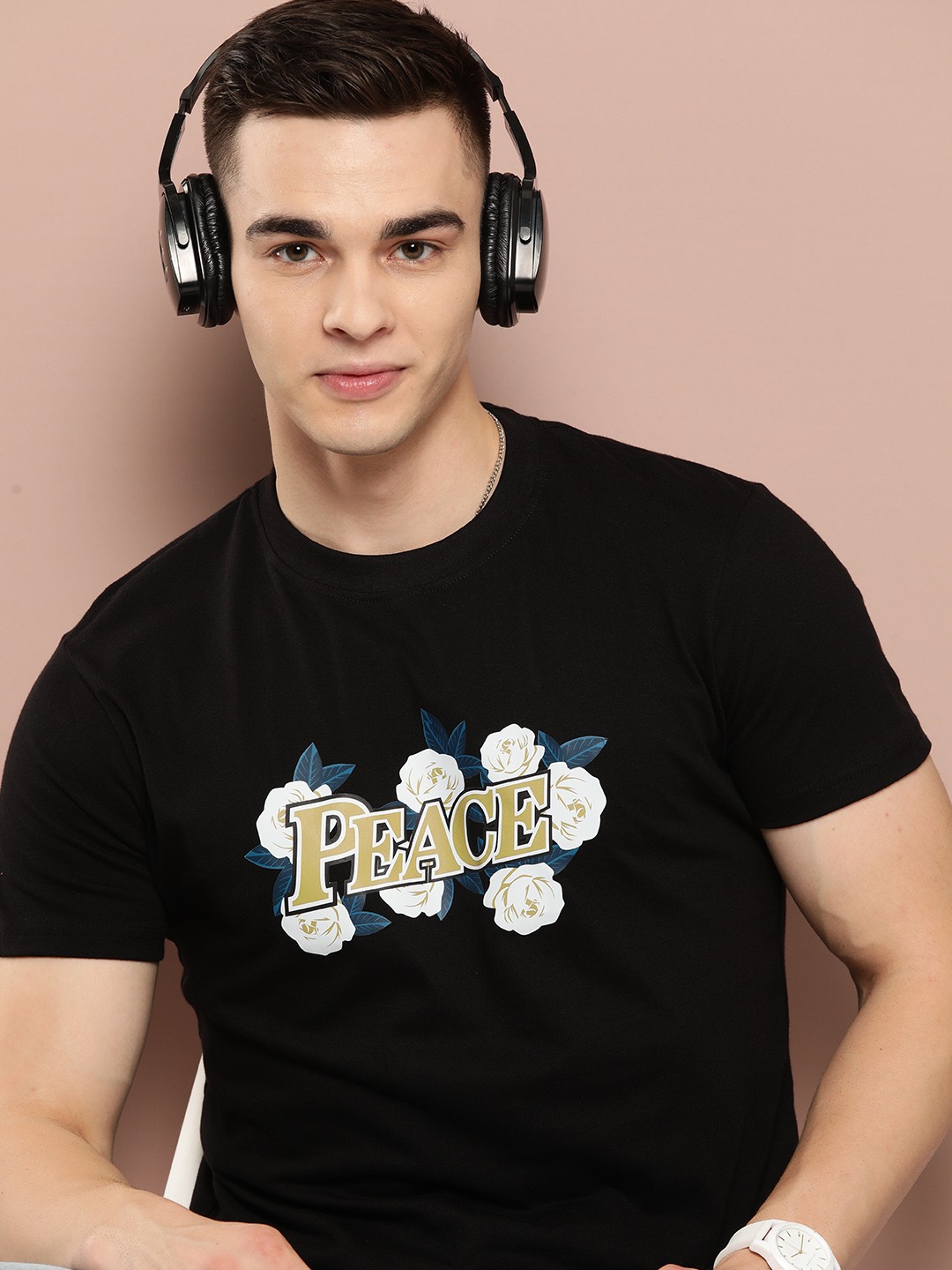 

Harvard Typography Printed Pure Cotton T-shirt, Black