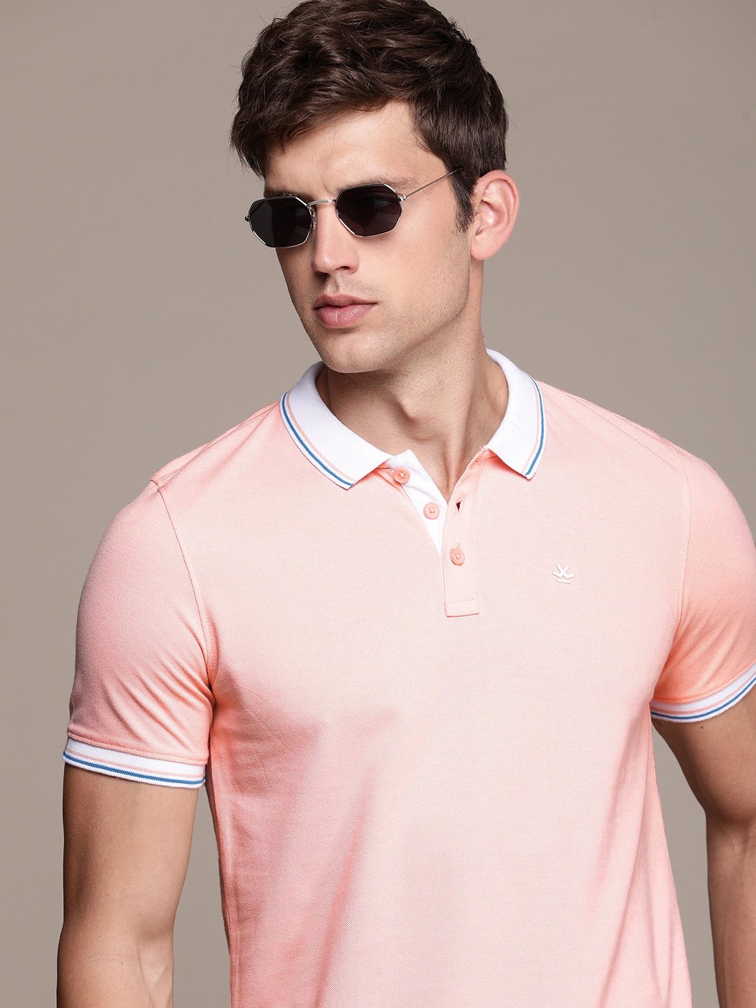 

WROGN Short Sleeves Polo Collar Slim Fit T-shirt, Pink