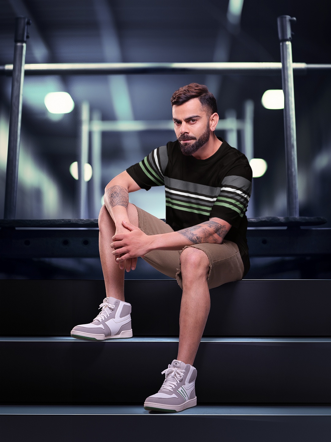 

WROGN Men Striped Oversized Fit T-shirt, Black