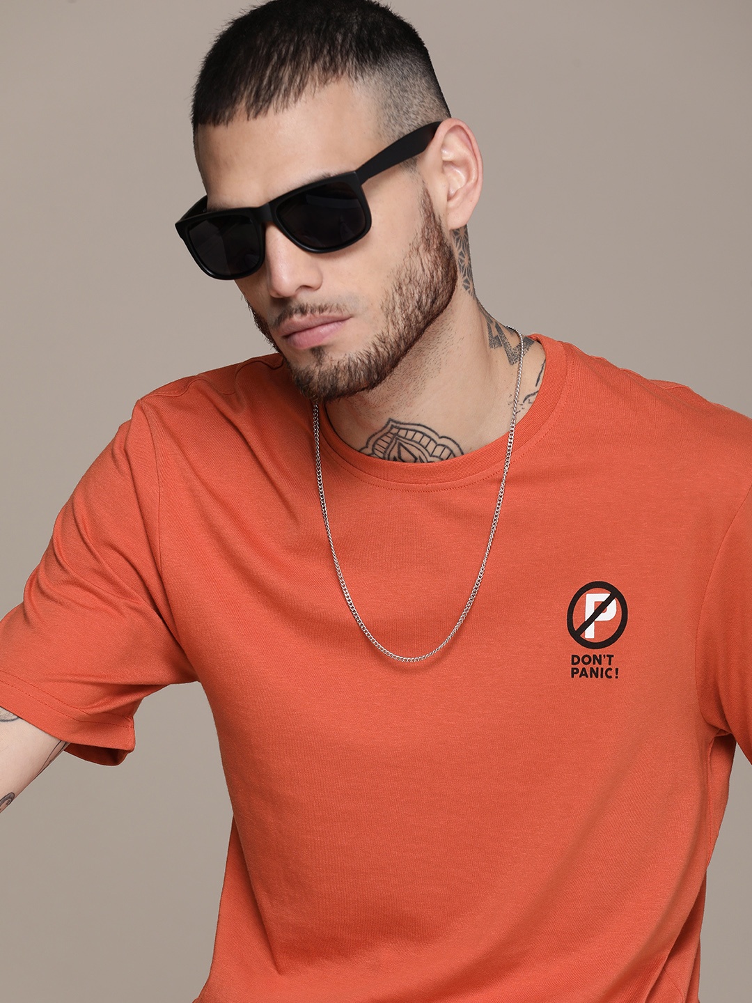 

WROGN Round Neck Regular Fit T-shirt, Rust
