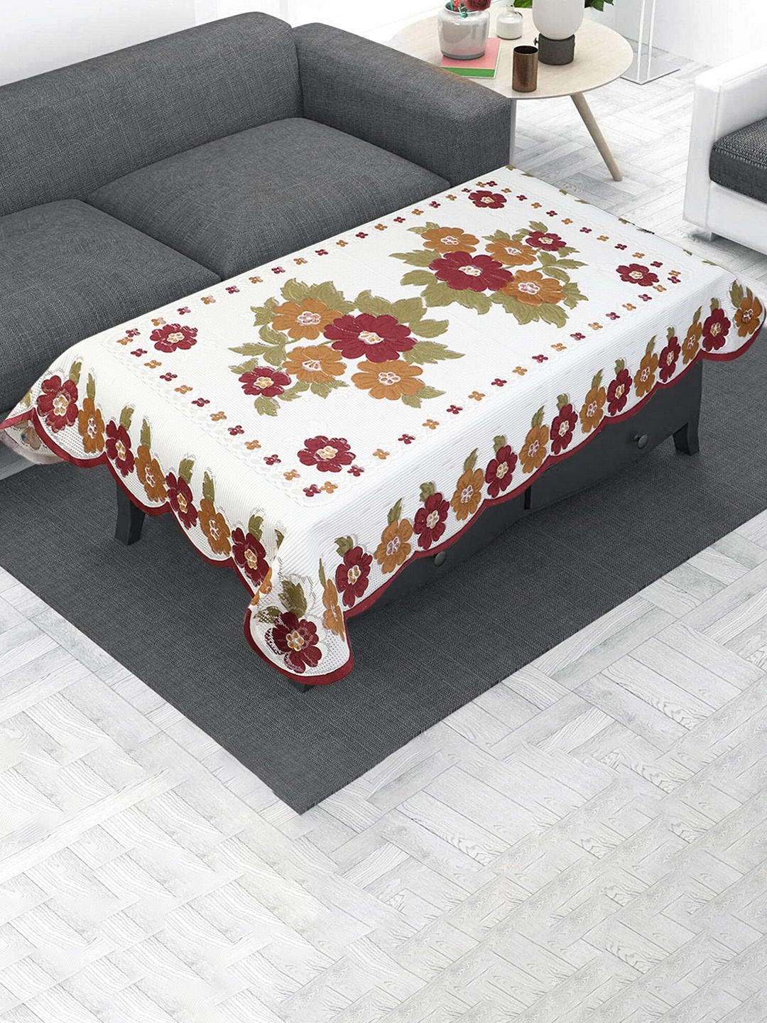 

Dakshya Industries Brown & White Floral Woven-Design 4-Seater Rectangle Cotton Table Cover