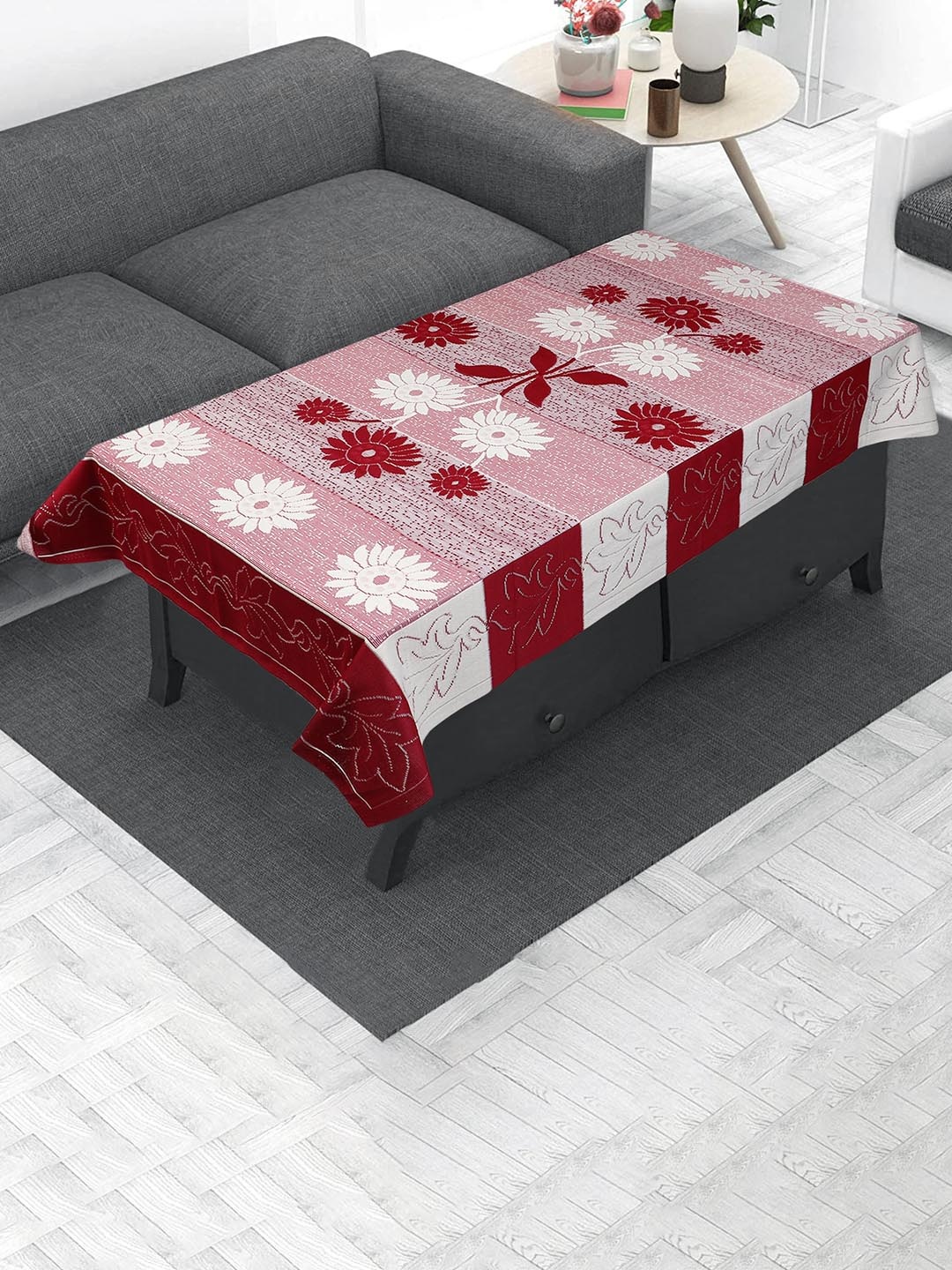 

Dakshya Industries Maroon & Pink Floral 4-Seater Cotton Table Cover