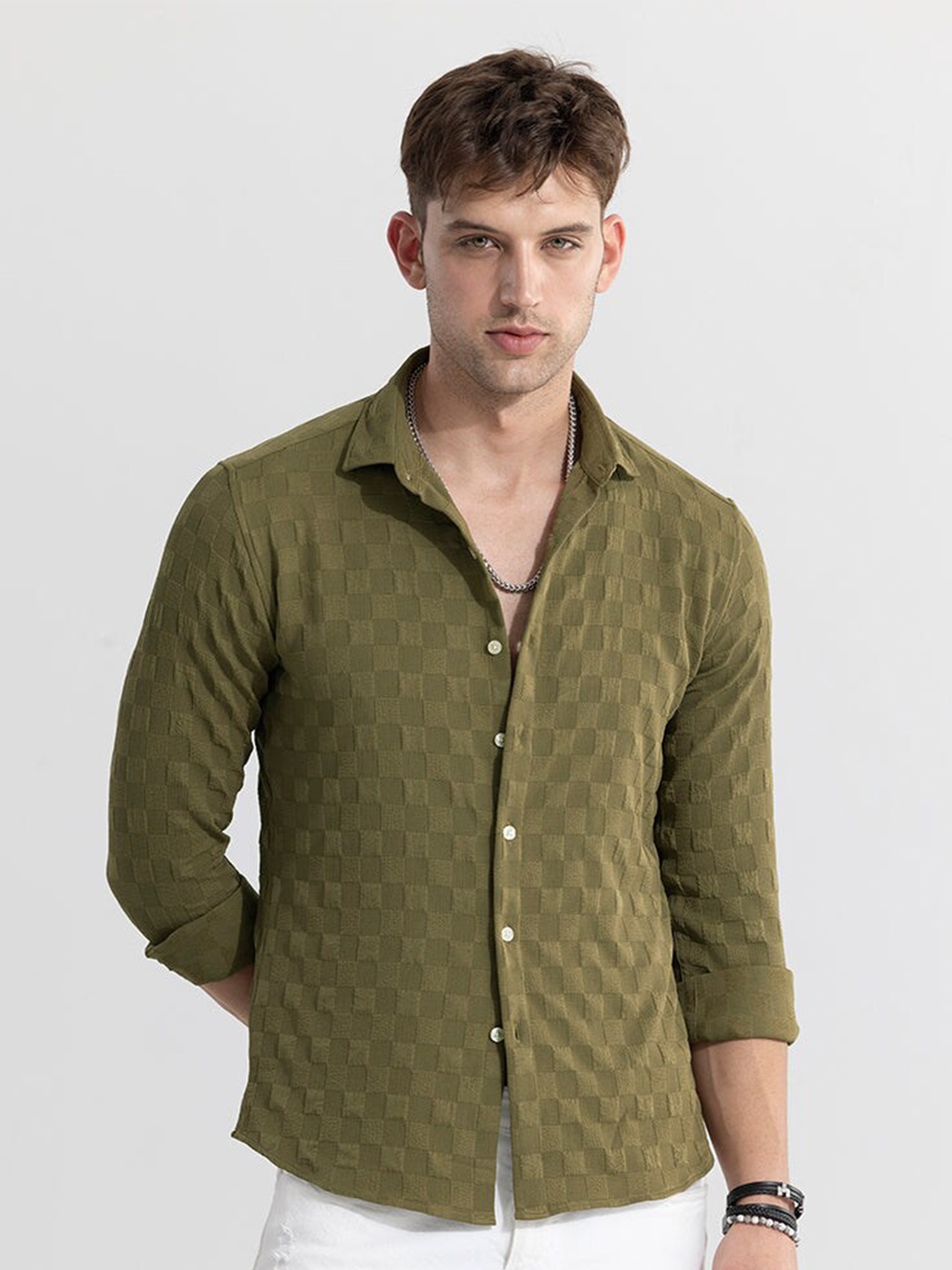 

Snitch Checked Pure Cotton Shirt, Green