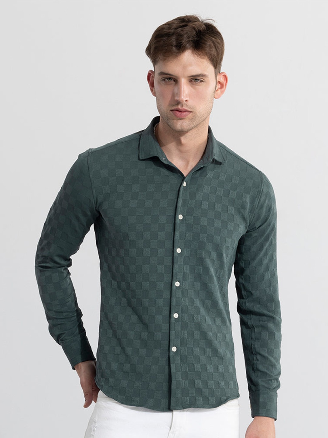 

Snitch Checked Pure Cotton Shirt, Green