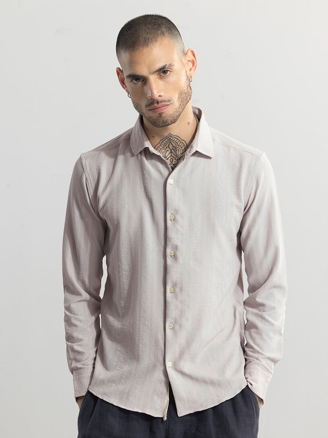 

Snitch Classic Slim Fit Casual Shirt, Grey