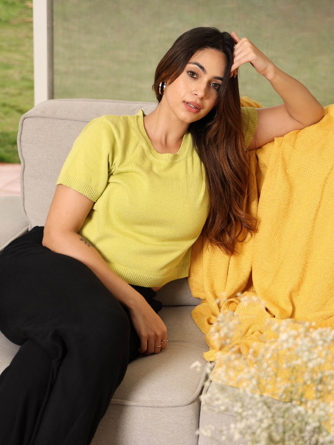 

Blissclub Round Neck Pure Cotton Crop T-shirt, Green